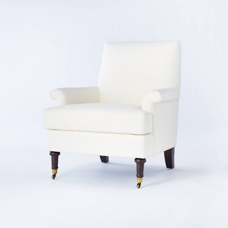 Mercer Rolled Upholstered Arm Chair with Casters Cream - Threshold&#8482; designed with Studio McGee, 1 of 10