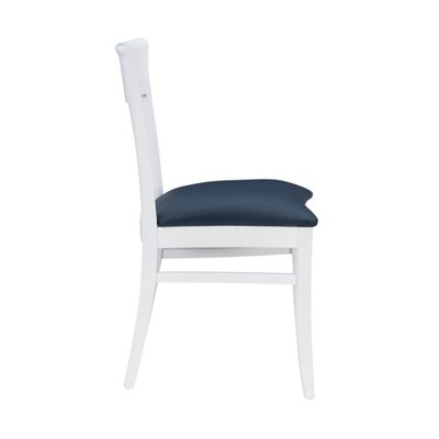 Coastal Cottage Charm White Faux Leather Dining Chairs, Set of 2
