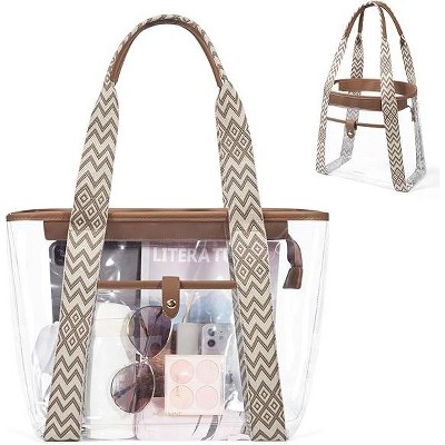 Clear Tote Bag for Women Clear Bag for Stadium Events with Zipper for Sports Events, Concerts, Work, Beach