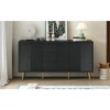 Modern Sideboard with Geometric Line Design, Conical Metal Legs, and Central Drawers for Stylish Storage, Suitable for Entryway and Living Room - 3 of 4