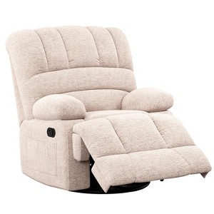 Lirago,Swivel Rocking Recliner Sofa for Adults - Beige Fabric with Adjustable Recline Positions - 1 of 4
