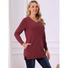 INSPIRE CHIC Women's V Neck Long Sleeve with Pockets Chunky Warm Pullover Top - 3 of 4
