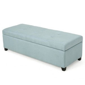 DSVIMOY 50-inch Wide Contemporary Rectangle Storage Ottoman Upholstered Bench, for Living Room, Entryway and Family Room, Blue, 50.8"*19"*16" - 1 of 4