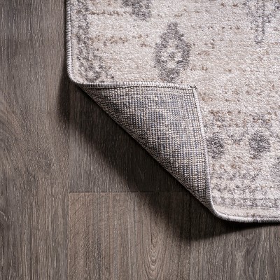 Gray Geometric Synthetic Reversible Area Rug 2' x 10'