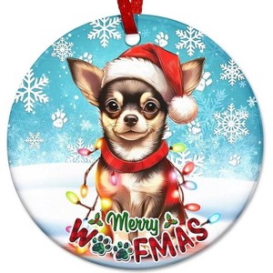 Lomsoe 2025 Christmas Ornament Dog with Santa Hat Ceramic Dog Christmas Tree Decoration Dog Lovers Gift Christmas Tree Ornament Christmas Gift - 1 of 1
