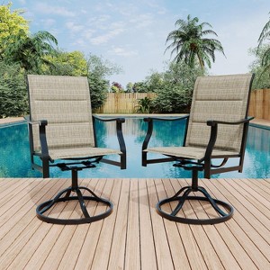 Patio Swivel Dining Chairs, High Back Set of 2, All Weather Patio Chair with Padded, Outdoor Swivel Rocker Chair for Lawn - 1 of 4