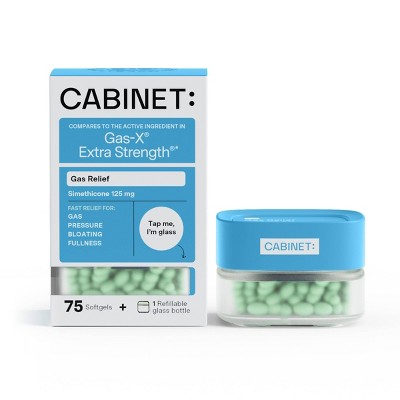 Cabinet Health Gas Relief Extra Strength Refillable Glass Bottle - 75ct
