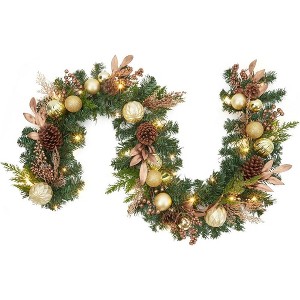 Pre-Lit Christmas Garland, 6 Ft Artificial Christmas Garland with Pine Cones - 1 of 4