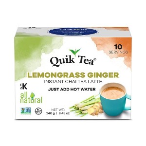 Quik Tea Lemongrass Ginger Instant Chai Tea Latte - 10 Count Single Box - All Natural Digestion Tea | Just add hot water - 1 of 4
