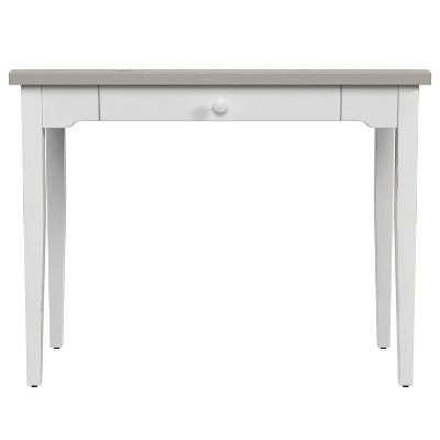 White Wood Writing Desk with Single Drawer, Farmhouse Style