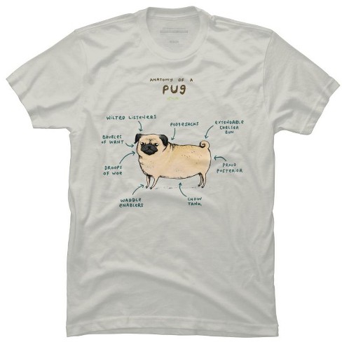 Men's Design By Humans Anatomy Of A Pug By Sophiecorrigan T-shirt ...