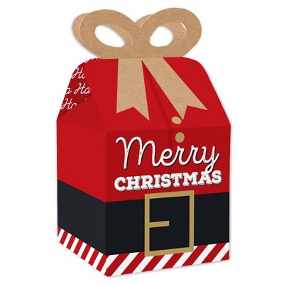 Big Dot of Happiness - Jolly Santa Claus - Square Favor Gift Boxes - Christmas Party Bow Boxes - Set of 12