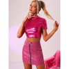 INSPIRE CHIC Women's Metallic Shiny Holographic High Waist Zipper Mini Skirts - 2 of 4