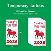 Big Dot of Happiness 2026 Lunar New Year Temporary Tattoos, Happy New Year Party Favors for Kids and Adults, 2026 Year of the Horse Temporary Tattoos, - 4 of 4