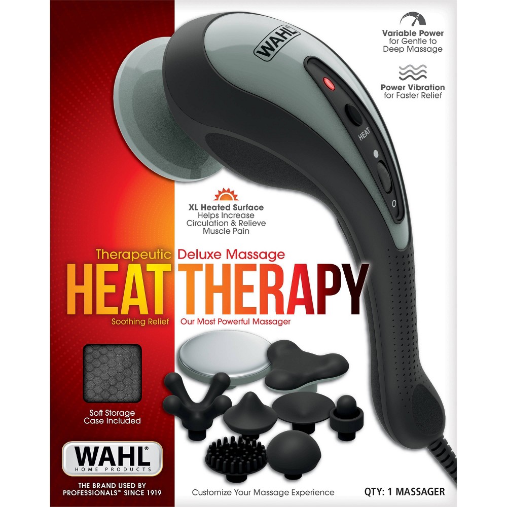 Wahl Deluxe Heat Therapy Corded Electric Handheld Massager - Increase Circulation and Relieve Muscle Pain
