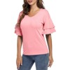 Coolmee Women's Blouses Ruffle Sleeve T Shirts V Neck Double Tiered Bell Sleeve Top - 4 of 4