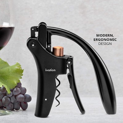 Ivation Black Stainless Steel Manual Wine Bottle Opener