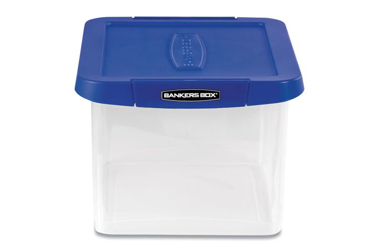 Bankers Box Heavy Duty Plastic File Storage, Letter/Legal Files, 14" x 17.38" x 10.5", Clear/Blue, 3 of 7