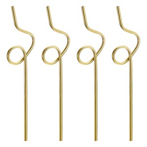 Unique Bargains 304 Stainless Steel Durable Curly Shaped Design Reusable Drinking Straw 4 Pcs - 1 of 4
