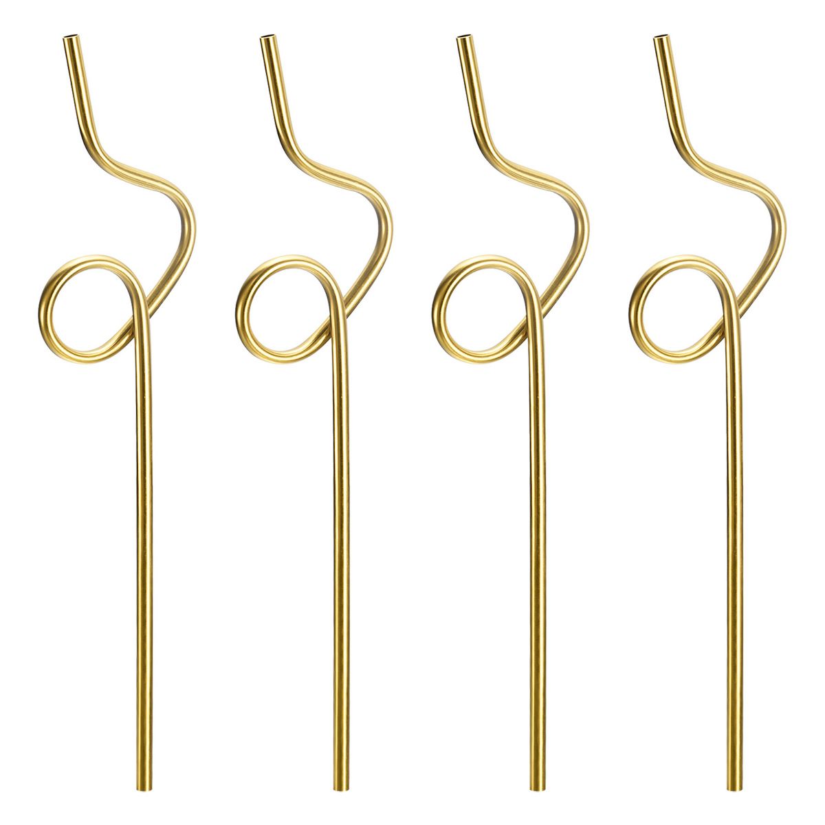 Unique Bargains 304 Stainless Steel Durable Curly Shaped Design Reusable Drinking Straw 4 Pcs - thumbnail 7