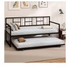 Twin Size Metal Daybed Heavy Duty Frame Roll Out Trundle Sofa Bed Set Black For Bedroom Living Room - 3 of 4