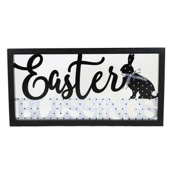 8.0 Inch Bunny Message Cutout Wall Sign Black & White Wall Signs