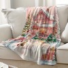 Lomsoe Pink Christmas Snowman & House Print Flannel Blanket - All Seasons Soft and Warm Throw Blanket for Bed, Napping, Camping, Travel, Office - 2 of 4