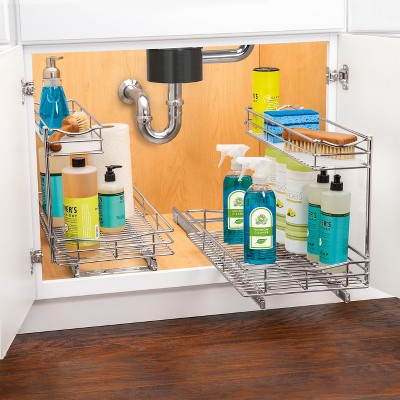 Lynk Professional 11.5" x 21" Slide Out Under Sink Cabinet Organizer - Pull Out Two Tier Sliding Shelf: Chrome-Plated Steel, Kitchen Storage — фото 3
