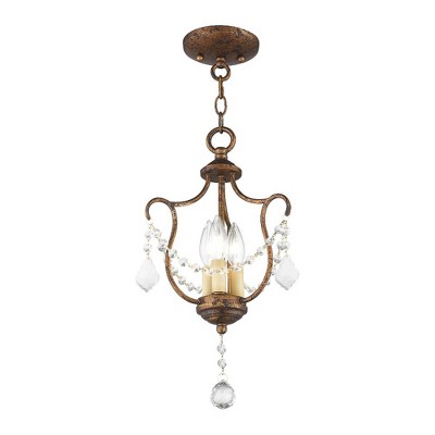 Chesterfield Hand Applied Venetian Golden Bronze Mini Pendant with Crystals