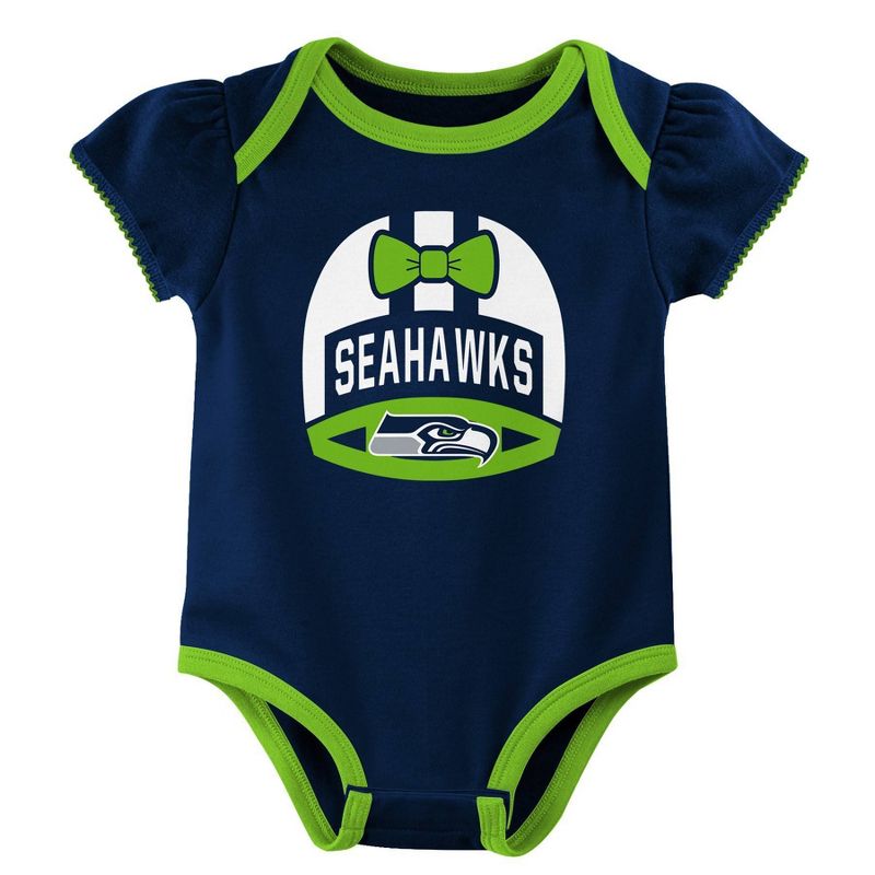 NFL Seattle Seahawks Baby Girls&#39; Onesies 3pk Set, 4 of 5