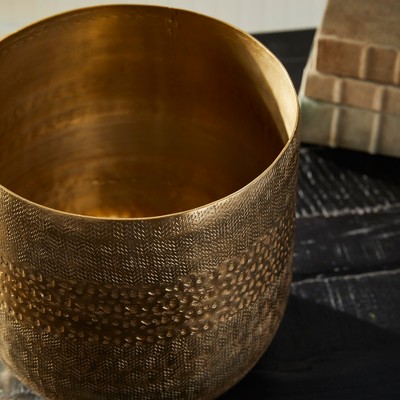 Emberlynn Large Gold Textured Aluminum Planter