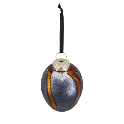 GlasFlength Tree Ornaments Modern Egg Shaped Holiday Decor Set with Brass Accents for Christmas Decorating, Multicolored, 3"*3"*4.3"