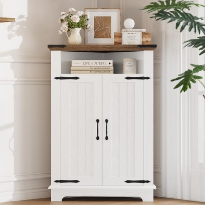 Corner Storage Cabinet, Corner Coffee Bar for Bathroom, Kitchen, Living Room,White
