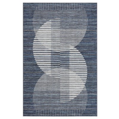 Machine Washable Area Rugs Modern Abstract Indoor Mat Non Shedding Neutral Throw Rugs Foldable Geometric Strip Thin Floor Cover for Living Room