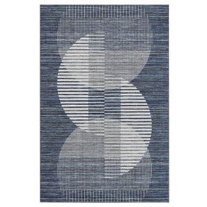 Machine Washable Area Rugs Modern Abstract Indoor Mat Non Shedding Neutral Throw Rugs Foldable Geometric Strip Thin Floor Cover for Living Room - 1 of 4