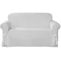 Cotton Canvas Relaxed Fit Slipcover Loveseat - Sure Fit