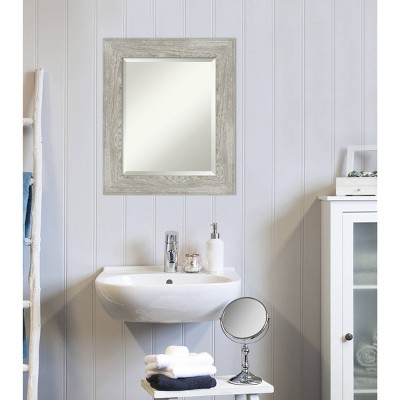 Dove Greywash Rustic Woodgrain 22" x 26" Bathroom Vanity Mirror