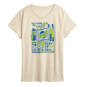 Women's - Instant Message - Snack Time Kawaii Grid Short Sleeve Graphic T-Shirt - 1 of 4