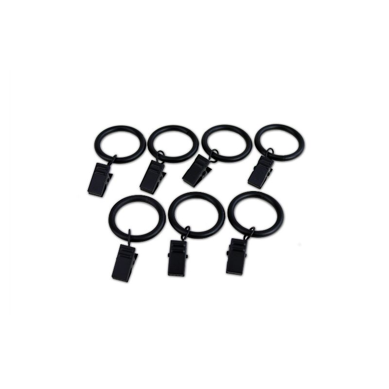 Versailles Home Fashions 7pk Steel Clip Window Curtain Rings - Black, 1 of 5