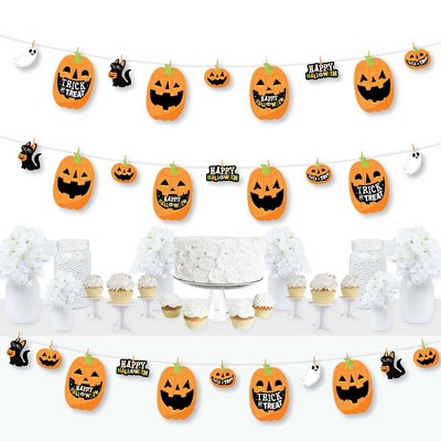 Big Dot of Happiness Jack-O'-Lantern Halloween - Kids Halloween Party DIY Decorations - Clothespin Garland Banner - 44 Pieces