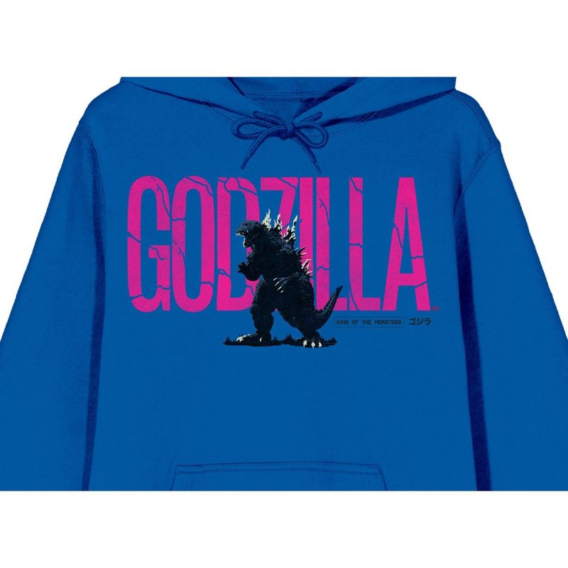 Godzilla Classic Oversized Logo Long Sleeve Blue Women's Hooded Sweatshirt, 2 of 4