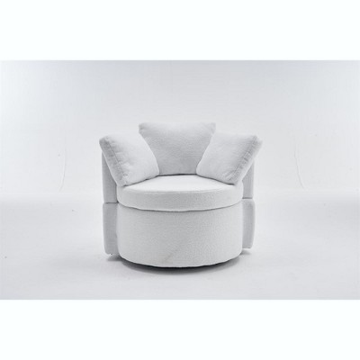 XINGHANZHENXUAN Storage Chair with Back Cushion, 3 Pillows, 360° Rotating Accent Chair for Living Room, Bedroom