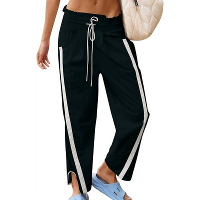 Women's Windbreaker Pants With Contrast Stripe - BUCKETLIST