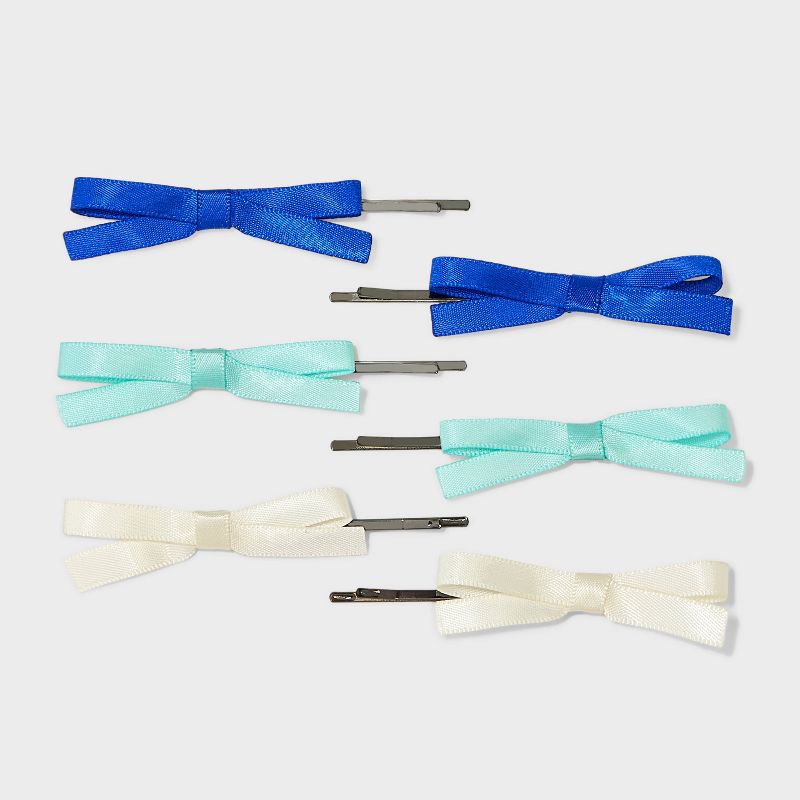Cool Tone Hair Bow Bobbies Set 6pc - Wild Fable&#8482; Blue/Green/Ivory, 1 of 3