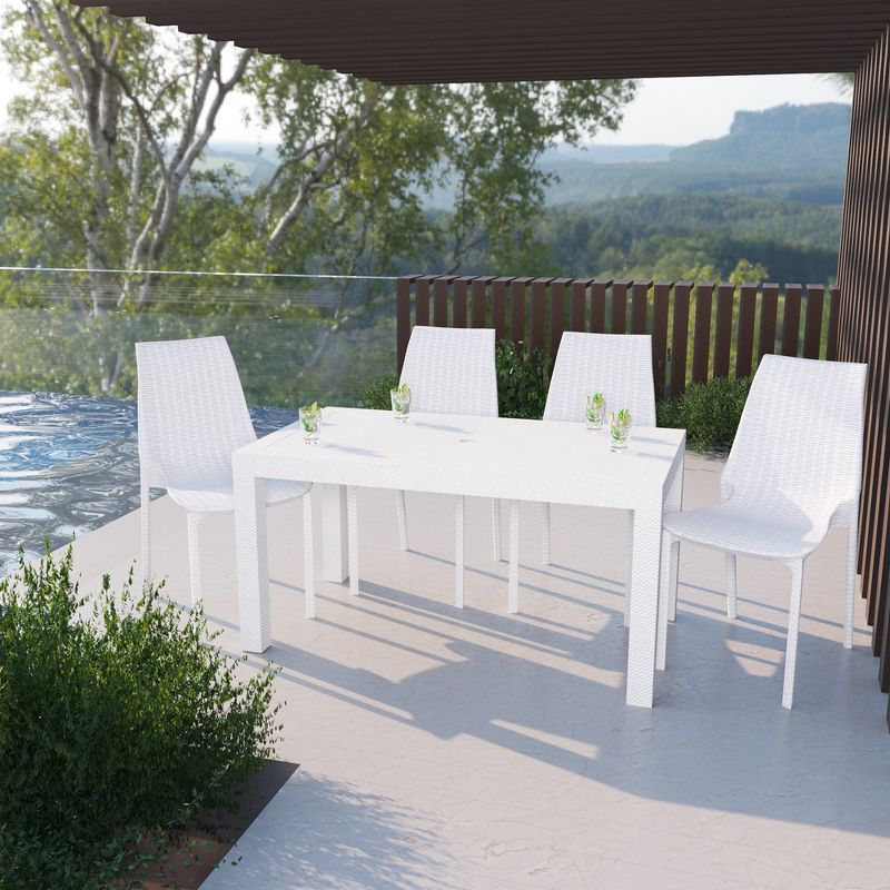LeisureMod Kent Modern Outdoor Plastic Dining Chair Stackable Design Set of 4, 2 of 10