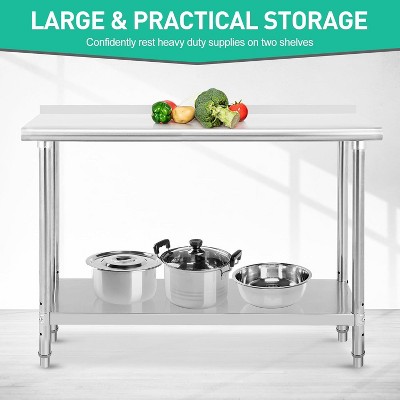 Acekool 36" NSF Stainless Steel Prep Table – 2-Tier Commercial Workstation for Kitchen, Garage & Restaurant Use