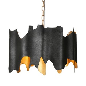 LNC Dracaena 4-Lights 19" Modern Luxury Geometric Chandelier, Matte Black and Goldleaf - 1 of 1