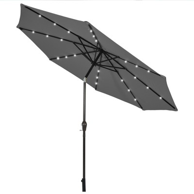 Tangkula 10FT Solar Umbrella LED Market Steel Tilt w/ Crank Patio