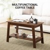 Garvee 31.49" Industrial Coffee Table, Farmhouse Nightstand Set of 2-Tier Storage Side Tables with Rustic Wood Finish for Bedroom/Living Room - 4 of 4