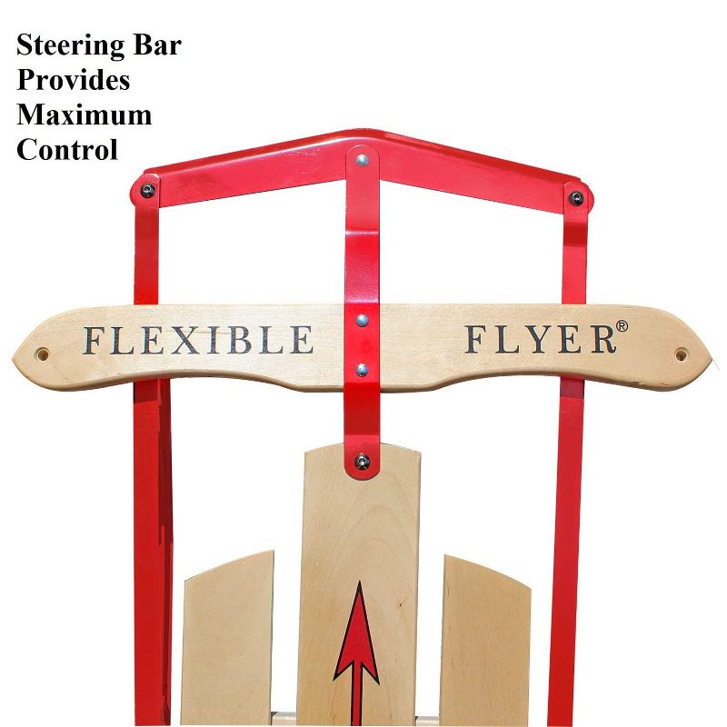 Flexible Flyer 60 Inch Metal Runner Steel and Wood Durable Classic Style Jet Snow Slider Sled for Adult and Kids with Steering Bar, Red, 5 of 7